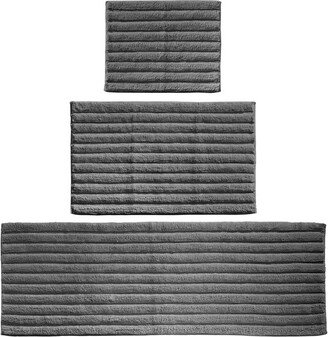 mDesign Soft 100% Cotton Bathroom Spa Mat Rugs/Runner, Set of 3, Charcoal