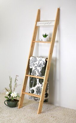 Brick City Textiles LLC 6ft Medium Brown Decorative Blanket Ladder 'ALWAYS KISS ME GOODNIGHT'