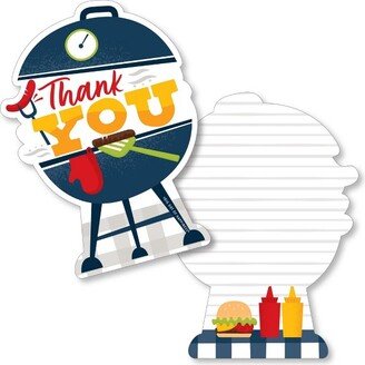 Big Dot of Happiness Fire Up the Grill - Shaped Thank You Cards - Summer BBQ Picnic Party Thank You Note Cards with Envelopes - Set of 12