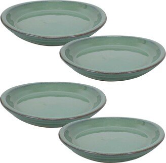 Sunnydaze Decor 9 in Glazed Ceramic Flower Pot/Plant Saucer - Seafoam - Set of 4