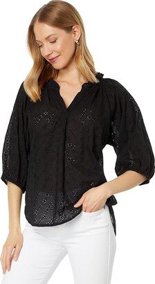 Dylan by True Grit Colette Eyelet Lauren Blouse (Black) Women's Clothing