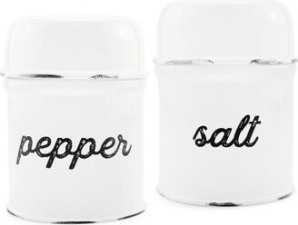 Auldhome Design-12tbsp Enamelware Salt and Pepper Shaker Set White