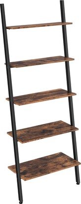 VASAGLE Industrial Rustic Brown 5-Tier Ladder Leaning Shelf - 25.2L x 13.4W x 73.2H