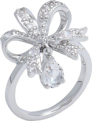 Volta Cocktail Ring, Bow, Small, White, Rhodium Plated Ring Silver