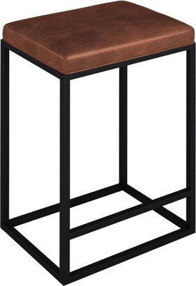 Set of 2 Riley Indoor Metal Faux Leather Counter Height Barstools