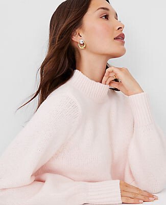 Balloon Sleeve Mock Neck Sweater