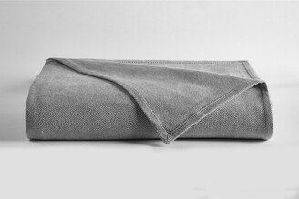 Herringbone Blanket, Queen - Gray/White