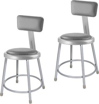 2pk 18 Heavy Duty Vinyl Padded Steel Barstool with Backrest Gray - Hampden Furnishings