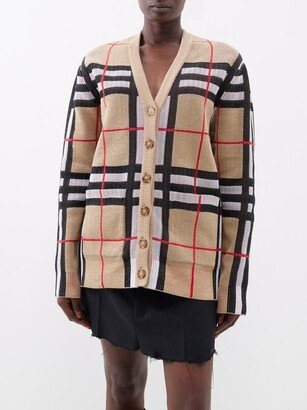 V-neck Checked Cardigan