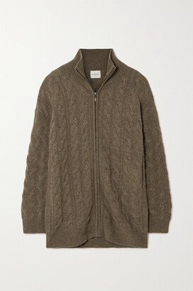 Akita Cable-knit Organic Cashmere Cardigan - Green