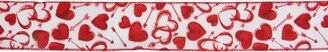 Northlight White and Red Hearts Valentine's Day Wired Craft Ribbon 2.5 x 10 Yards