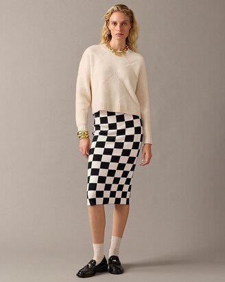 Limited-edition midi sweater-skirt in check print