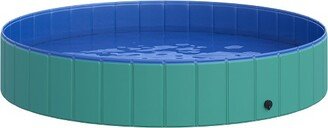 12 x63 Collapsible PVC Pet Foldable Swimming Pool Dog Bathing Tub - Green / Blue