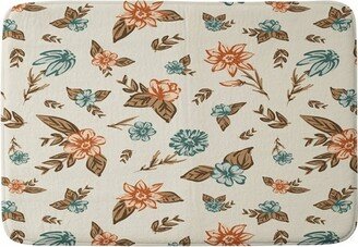 Susanne Kasielke Retro Vintage Floral Neutral Heavy Memory Foam Bath Mat