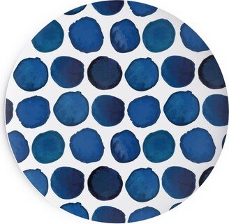 Salad Plates: Watercolor Dots - Dark Salad Plate, Blue