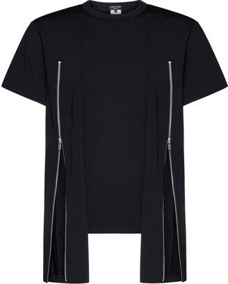 Decorative Zip Detailed Asymmetric T-Shirt