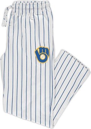 Concepts Sport Men's White, Royal Milwaukee Brewers Big and Tall Pinstripe Sleep Pants - White, Royal