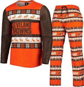 Men's Foco Orange Cleveland Browns Team Ugly Pajama Set