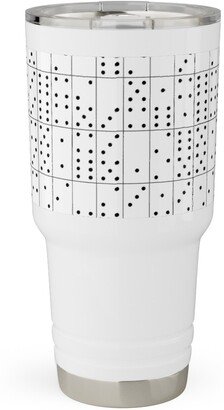 Travel Mugs: Domino Universe - Black And White Travel Tumbler, 30Oz, White