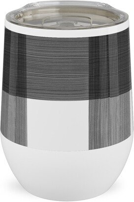 Travel Mugs: Cross Hatch Plaid Stainless Steel Travel Tumbler, 12Oz, Black