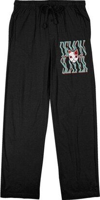 Demon Slayer Fox Mask Men's Black Sleep Pajama Pants-Small