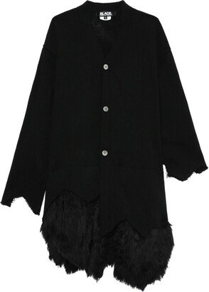 Asymmetric Faux-Fur Panel Cardigan