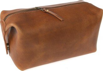 Vida Vida Deluxe Tan Leather Wash Bag