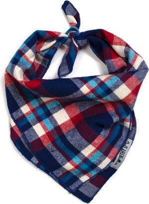 The Worthy Dog Plaid Claic Square Tie-On Bandana - Navy/Red Multicolored - S