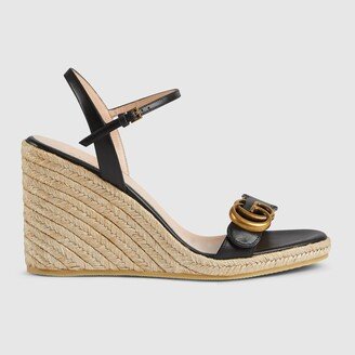 Women's leather platform espadrille