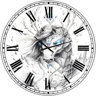 Designart Sea Horse Crystal Blue Oversized Modern Wall Clock - 36 x 36