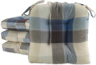 Cobalt Harris Plaid Woven Plaid Chair Pads with Tiebacks (Set Of 4) - Essentials