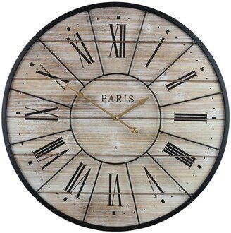 Round Paris Oversized Wall Clock - Tan, Cream, Black