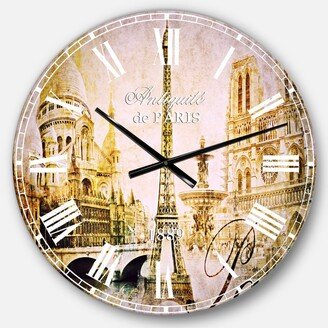 Designart Cityscape Digital Oversized Round Metal Wall Clock