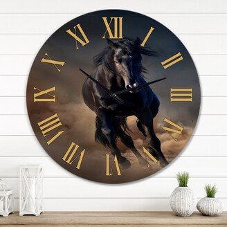 Designart 'Portrait Of Thoroughbred Nonius Stallion Horse I' Farmhouse wall clock