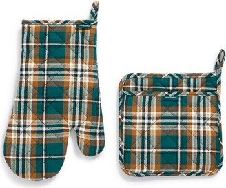 Women's Cotton Pot Holder & Oven Mitt Set Orchard Plaid