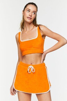 Women's Active French Terry Ringer Skort in Neon Orange Small