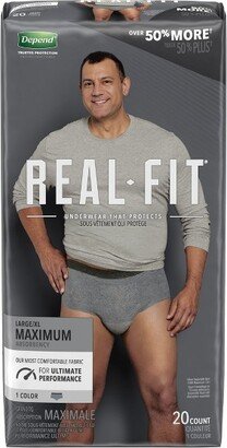 Depend Real Fit Disposable Underwear Male Pull On with Tear Away Seams Large / X-Large, 50979, Maximum, 20 Ct