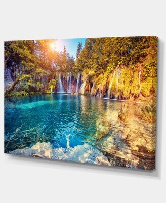 Designart Turquoise Water And Sunny Beams Photography Canvas Print - 32 X 16