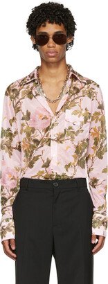 LU'U DAN Pink Slim Bà Flowers Shirt