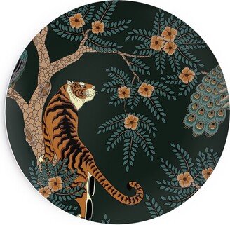 Salad Plates: Tiger And Peacock - Dark Salad Plate, Black