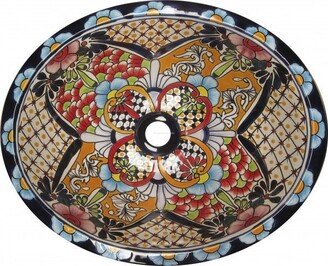 Mexican Talavera Sink Oval Drop in Handcrafted Ceramic - Queretaro