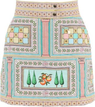 Motif Printed Mini Skirt