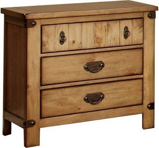 Cottage Nightstand In Weathered Elm Finish Burnished Pine