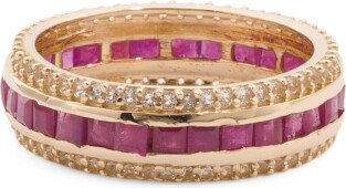 TJMAXX 14Kt Gold Ruby And White Topaz Band Ring