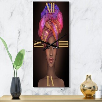 Designart 'African American Woman with Turban VI' Modern wall clock