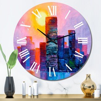 Designart 'Cityscape of Skyscrapers in Modern City IX' Modern wall clock