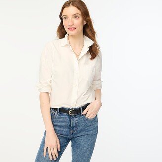 Women's Petite Button-Up Cotton-Blend Poplin Shirt In Signature Fit