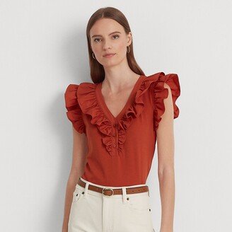 Ralph Lauren Ruffle-Trim Cotton Sleeveless Top