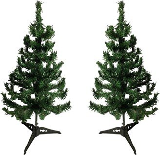 Set Of 2 Tabletop Christmas Trees With Stands - Undecorated Crafting 24H #3598-2