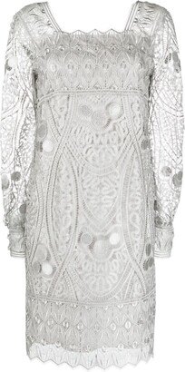 Long-Sleeve Macramé-Lace Minidress